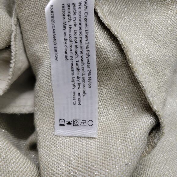 Eileen Fisher Dress Womens Large Beige Metallic Organic Linen Shift Lagenlook - Picture 11 of 14